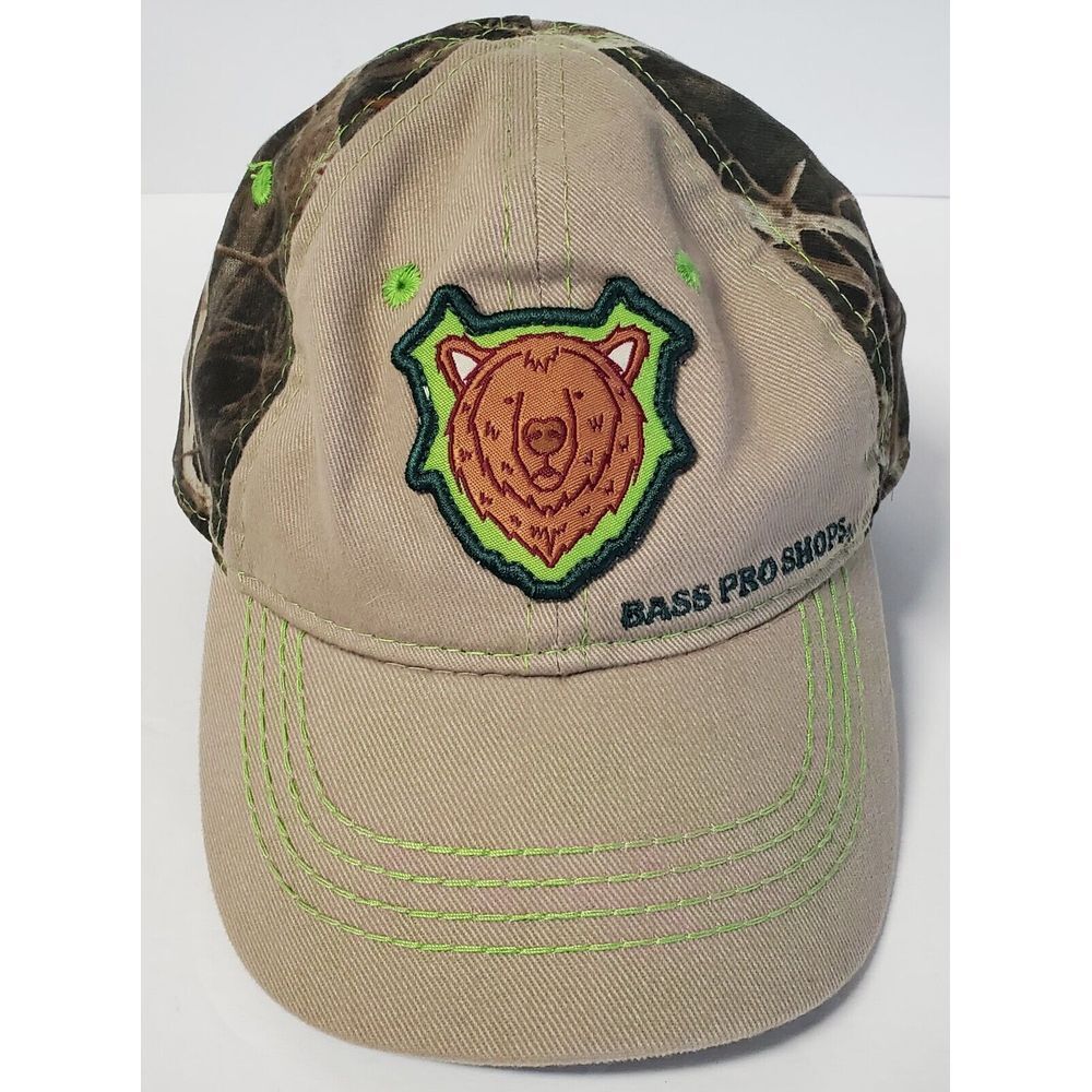 BASS PRO SHOPS Toddler Baseball Cap Bear Badge / Camo Back Hook/Loop Adjust Hat